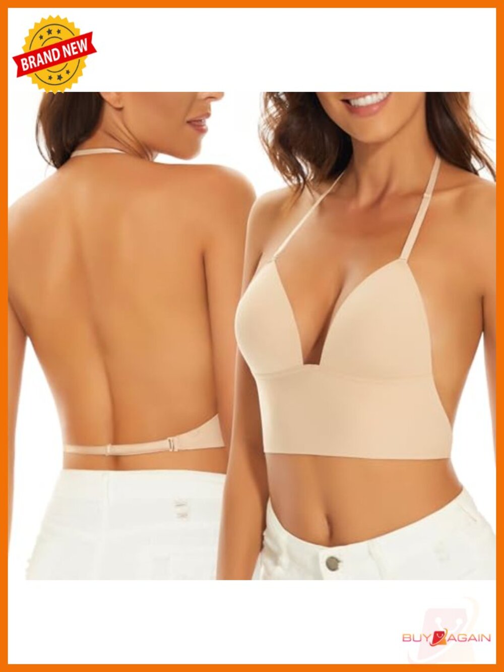 Seamless Low Back Bra Wireless Triangle Convertible Multiway Bralette